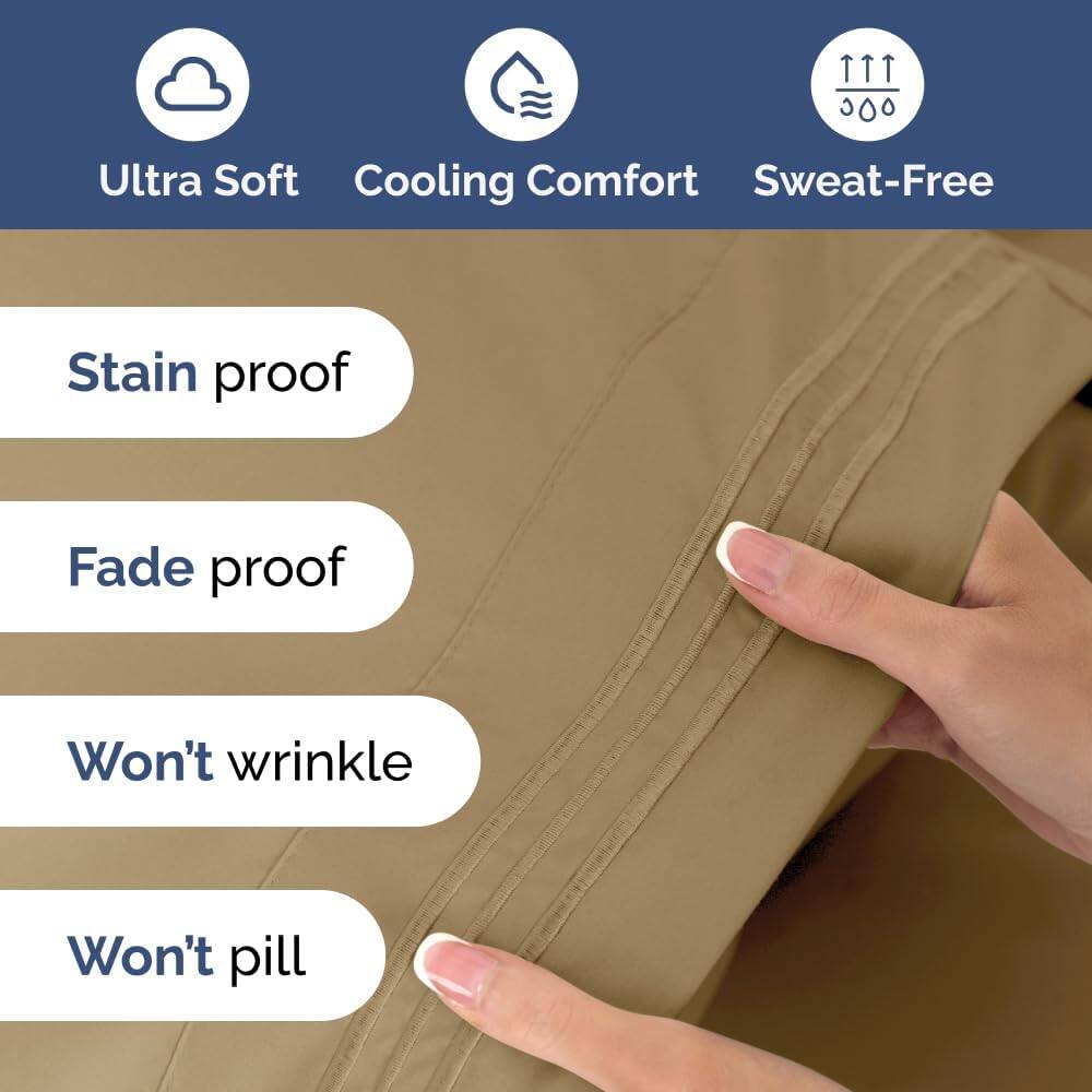 Ultra Soft  
Cooling Comfort  
Sweat-Free  

Stain proof  
Fade proof  
Won't wrinkle  
Won't pill