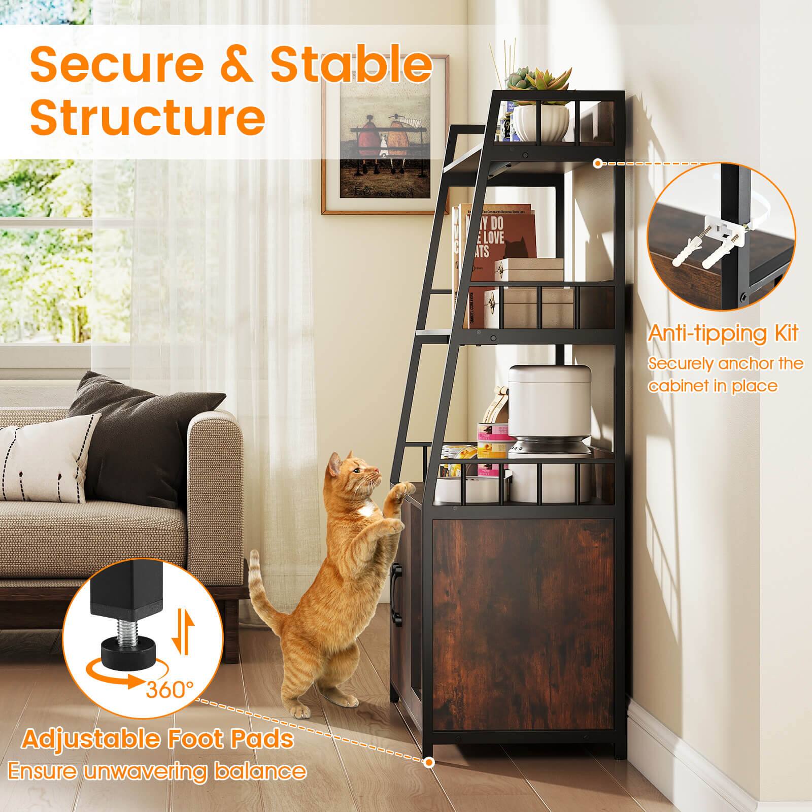 Secure & Stable Structure

Anti-tipping Kit  
Securely anchor the cabinet in place

Adjustable Foot Pads  
Ensure unwavering balance