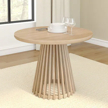 Front. Plank+Beam - Lido Round Dining Table (38in / 966mm)|| Blonde - Blonde.