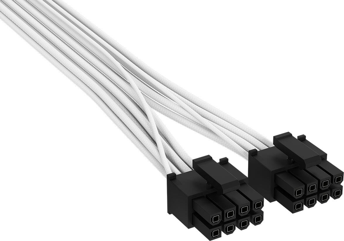 Angle. CORSAIR - Elite Premium Individually Sleeved 12V-2x6 Cables Type 4 - White.