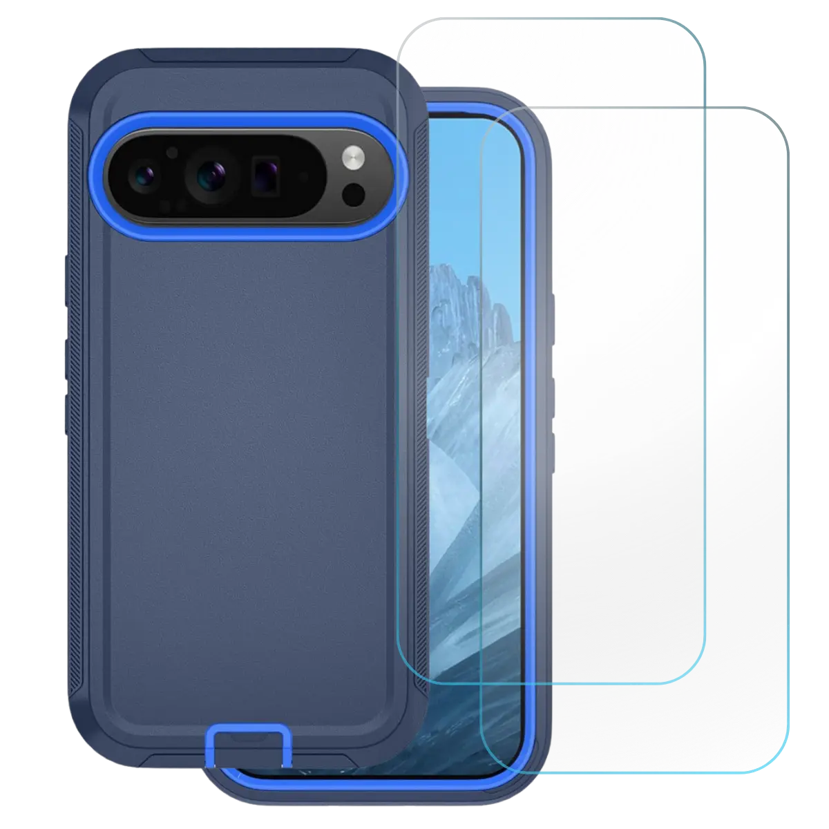 Front. Entronix - Entronix Bundle for Pixel 9 Pro XL - Heavy Duty Case & 2 Screen Protectors - Blue.