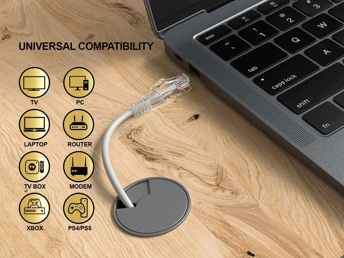 UNIVERSAL COMPATIBILITY TV PC

esc
~
# FZ 3  2 ! W L Q A tab lock caps shift
fn

LAPTOP
ROUTER
TV
TV BOX
MODEM
XBOX
PS4/PS5