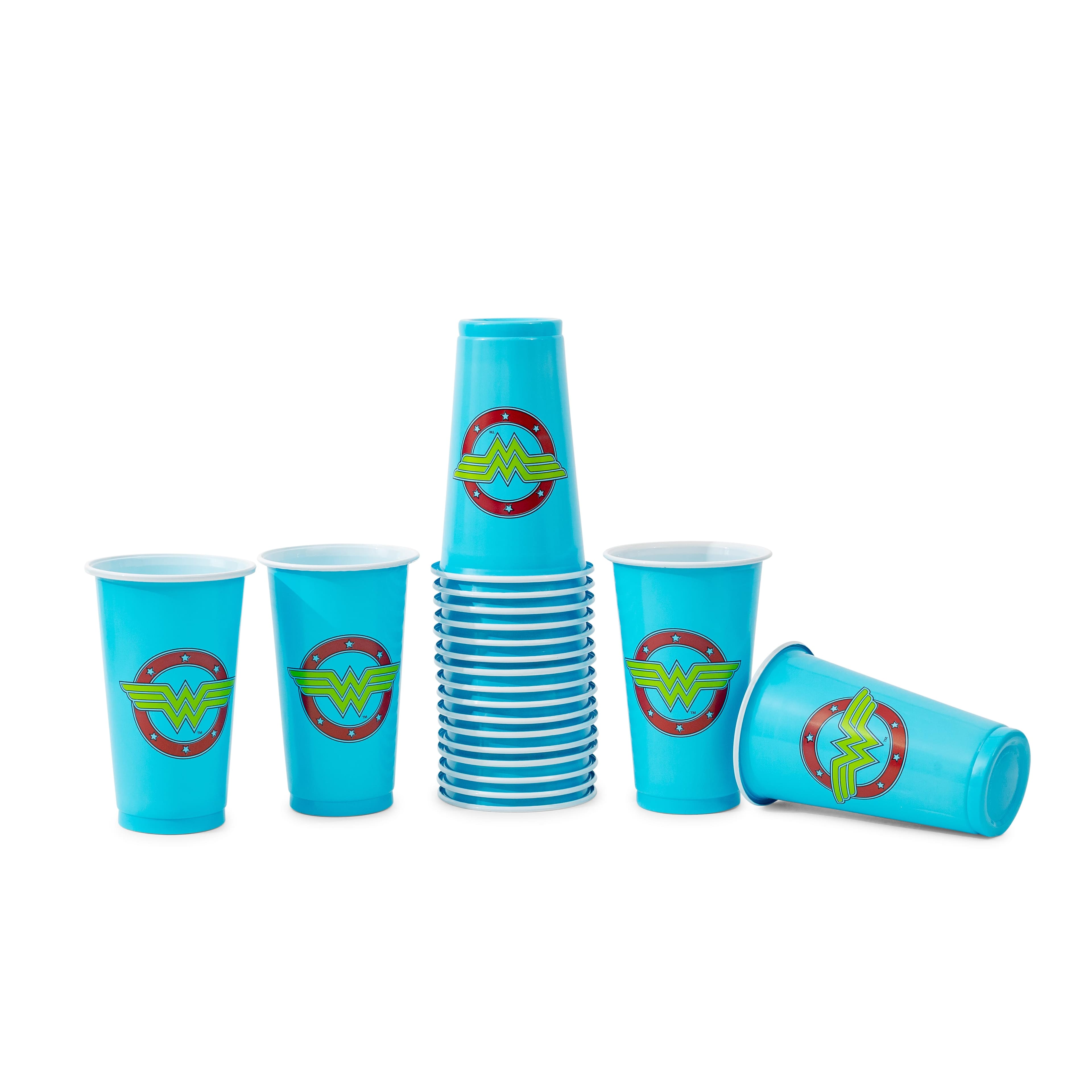 DC Universe - DC Comics Wonder Woman Logo 18-Ounce Disposable Plastic Mini Cups | Set of 20 - Blue
