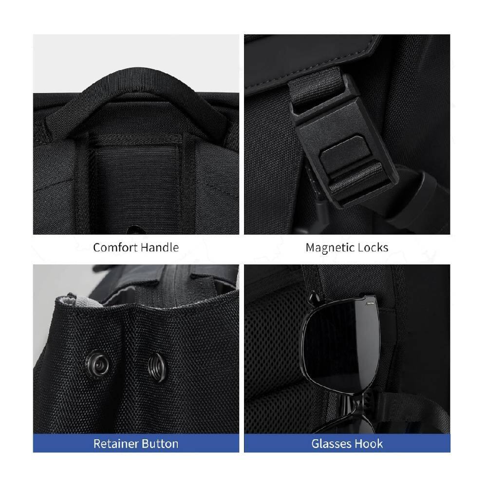 Comfort Handle  
Magnetic Locks  
Retainer Button  
Glasses Hook