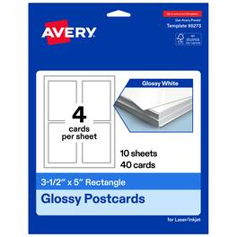 Avery - Printable Postcards, 3.5" x 5", Glossy 40ct - White