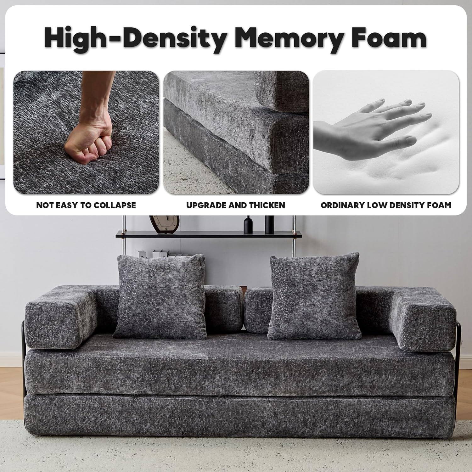 High-Density Memory Foam

- NOT EASY TO COLLAPSE
- UPGRADE AND THICKEN
- ORDINARY LOW DENSITY FOAM