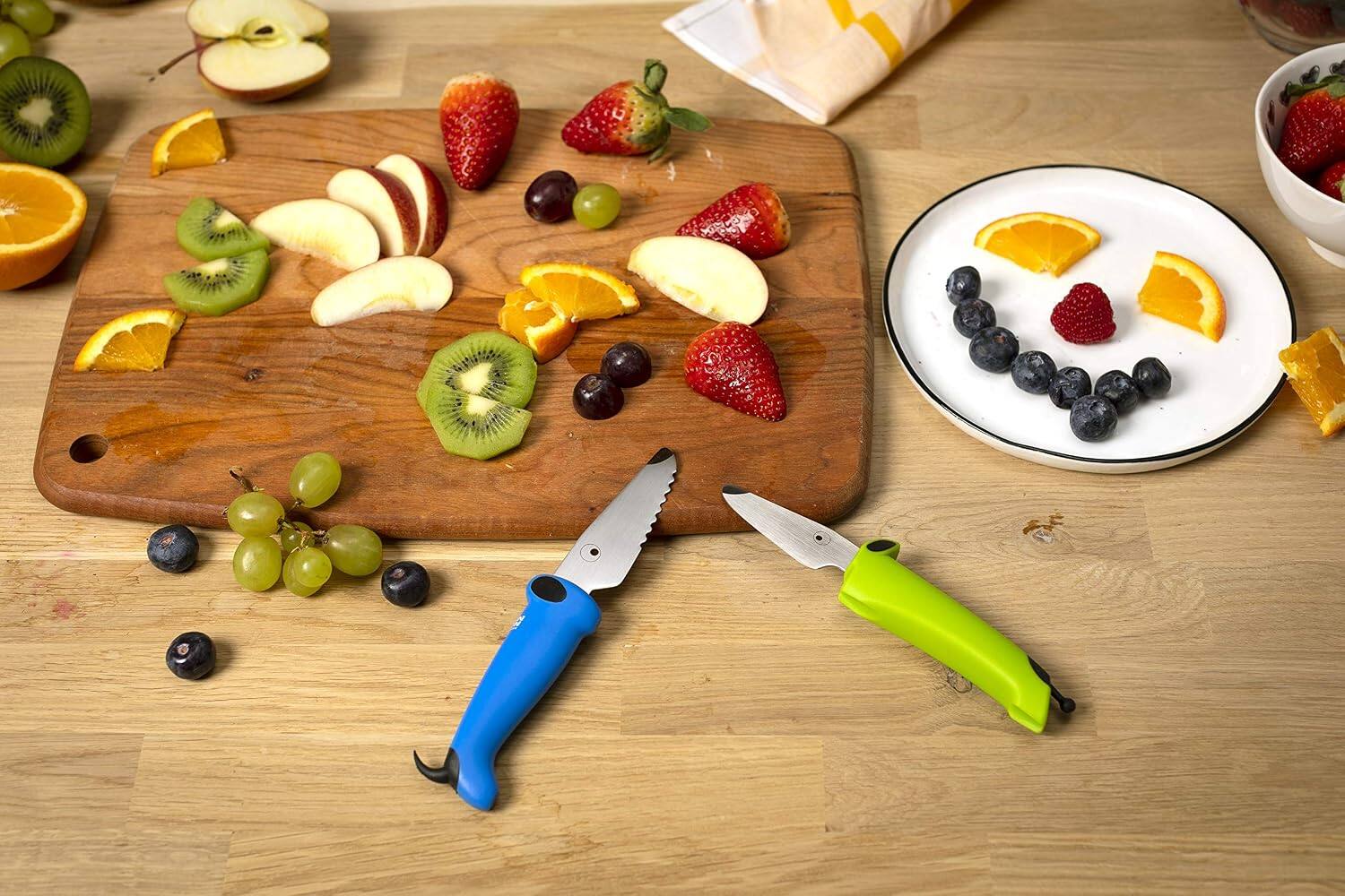 Alt View 6. Kuhn Rikon - Kinder Kitchen Essential Knife Set, Blue/Green - Blue.