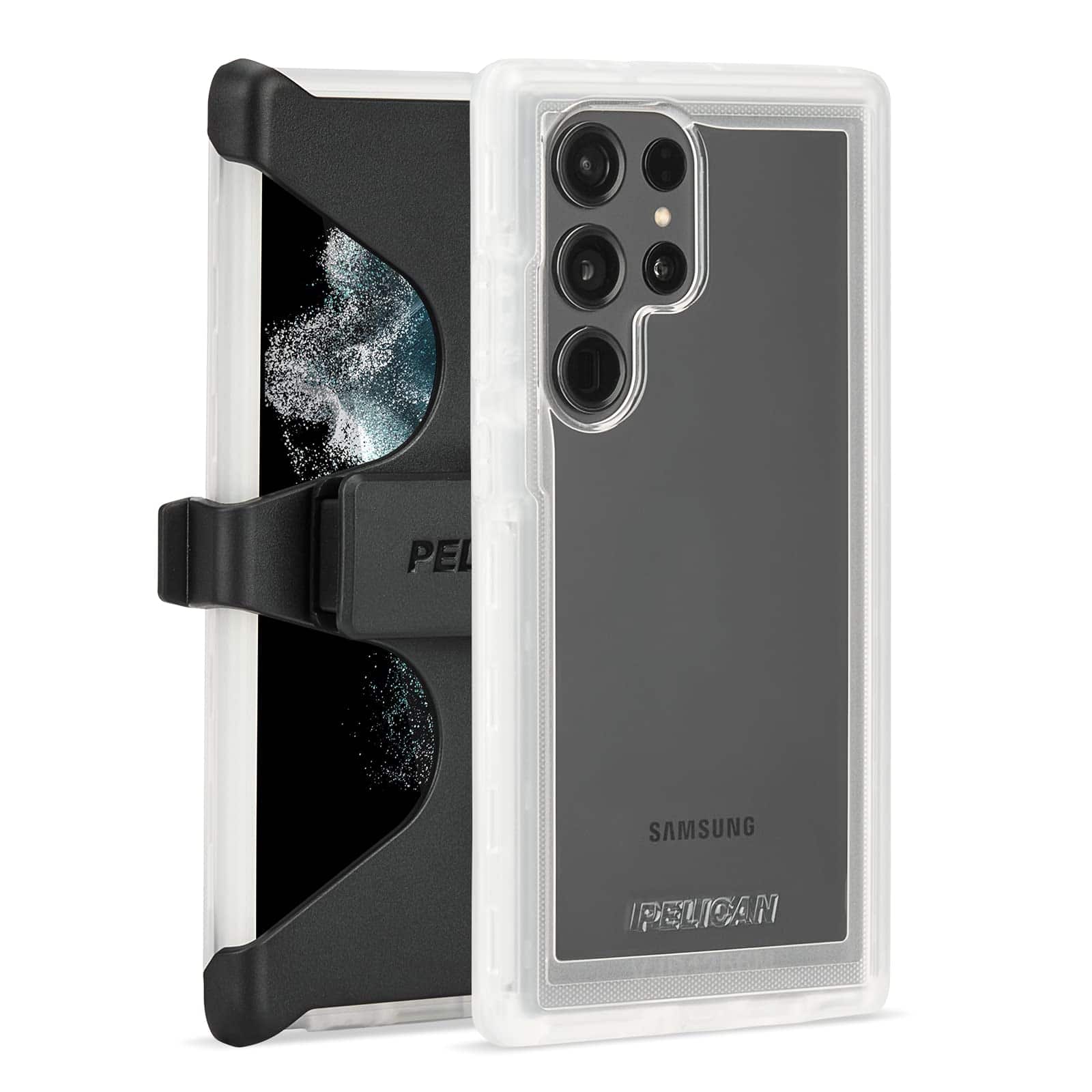 Case-Mate - Pelican Voyager Case and Holster Samsung Galaxy S23 Ultra - Clear/Black
