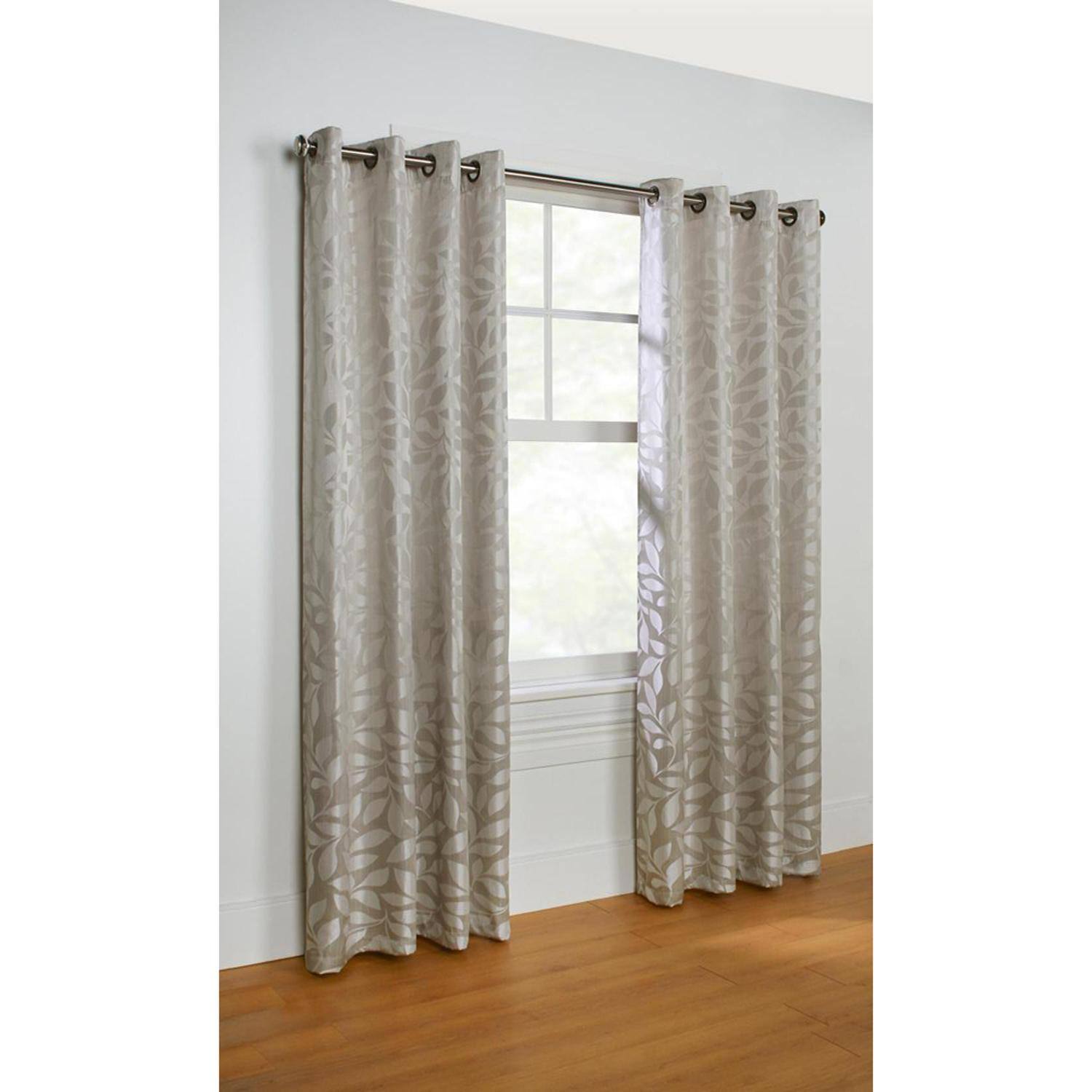 Front. Commonwealth Home Fashions - Commonwealth Hammered Leaf by Habitat Grommet Top Jacquard Panel Grey 52 x 72 - Grey.