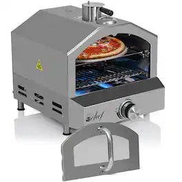 Deco Chef - 2-in-1 Propane Gas Pizza Oven & Grill PGPRN200 - Silver