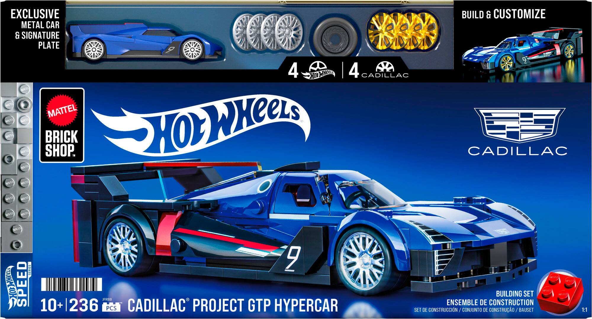 EXCLUSIVE METAL CAR & SIGNATURE PLATE 4 HOTWHEELS 4 CADILLAC MATTEL BRICK SHOP. HOTWHEELS BUILD & CUSTOMIZE - 9 CADILLAC PROJECT GTP HYPERCAR BUILDING SET ENSEMBLE DE CONSTRUCTION SET DE CONSTRUCCION CONJUNTO DE CONSTRUCCION 1:1 10+ | 236 PCS