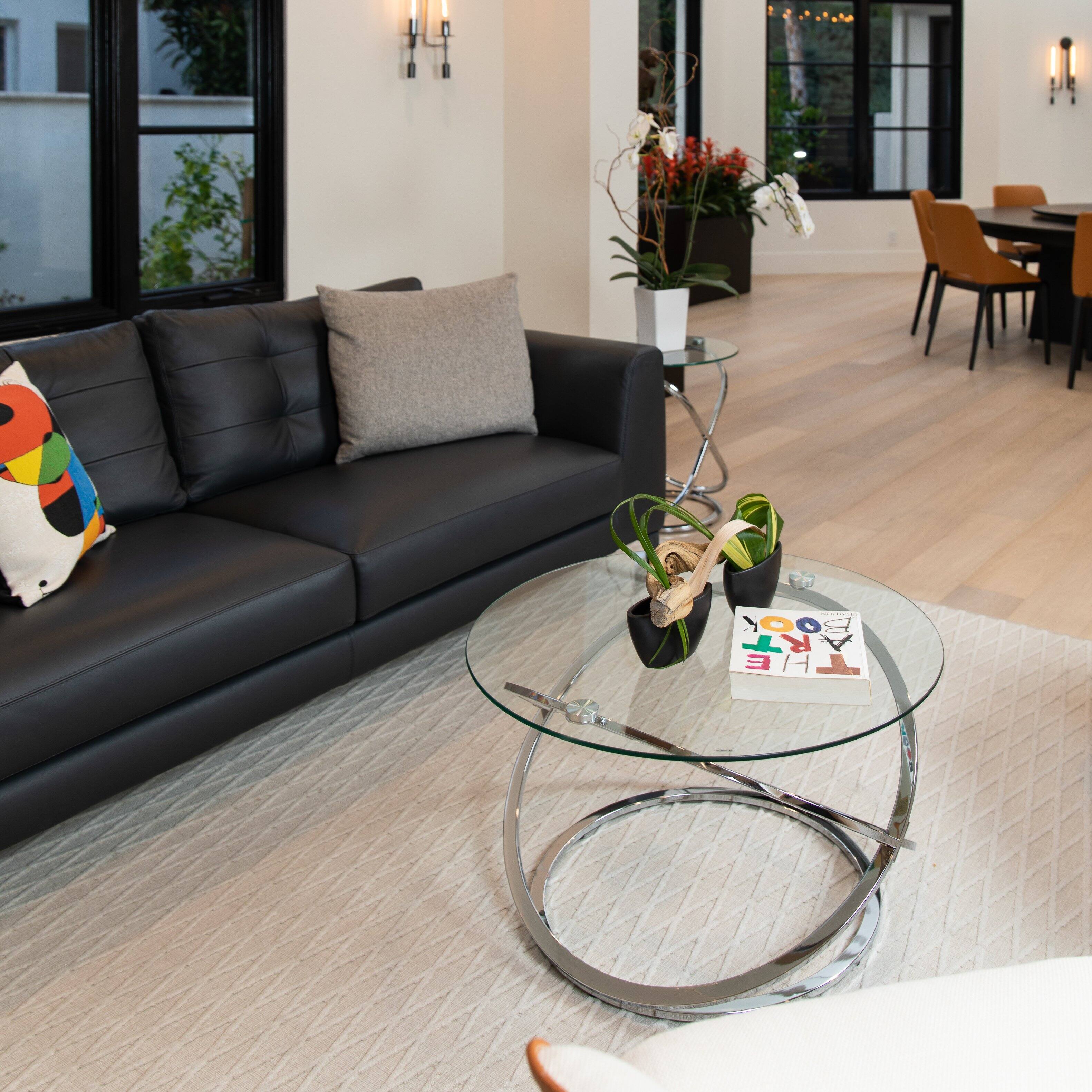 Alt View 3. Danya B - Galaxy Chrome and Tempered Glass Round Coffee Table - Chrome.