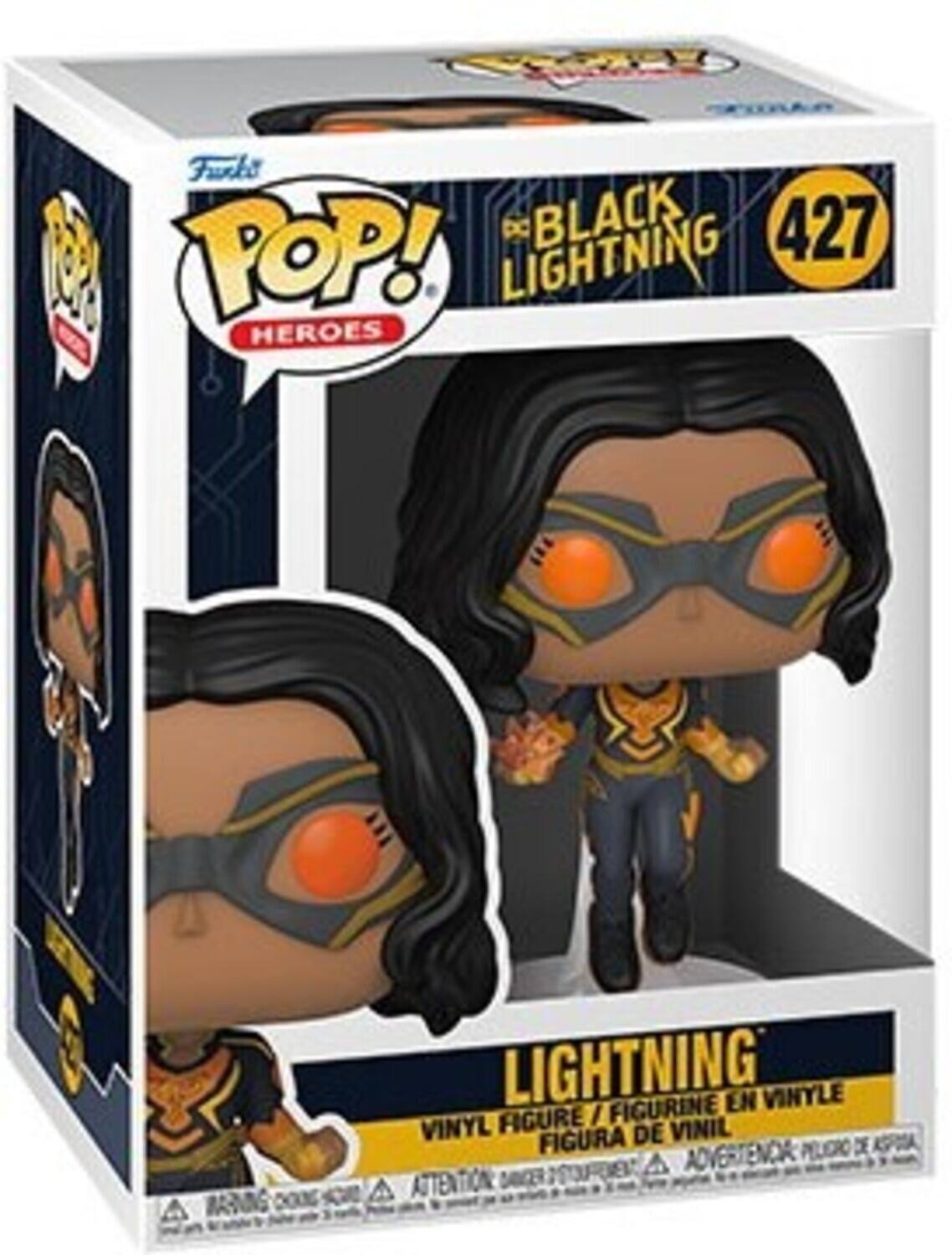 Furka POP! HEROES BLACK LIGHTNING 427 A BARNING LIGHTNING EN VINYLE FIGURE I FIGURINE VINYL FIGURA DE VINIL PELGRO DE KA PEOE A ADVERTENCA A ATTENTION