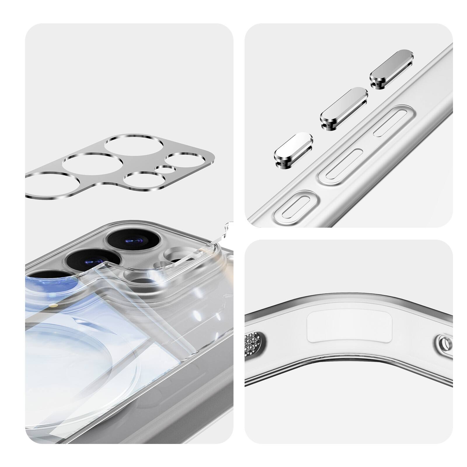 Alt View 4. Dteck - Magnetic Clear Case For Samsung Galaxy S26 Ultra, Shockproof Anti-Scratch 360° Ring Holder Stand PC+TPU Protection Cover - White.