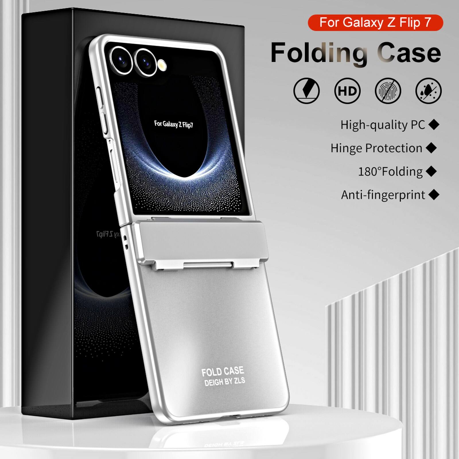For Galaxy Z Flip 7 Folding Case HD For Galaxy Z Flip 7 High-quality PC Hinge Protection 180° Folding Anti-fingerprint Z Flip 7 FOLD CASE DEIGH BY ZLS