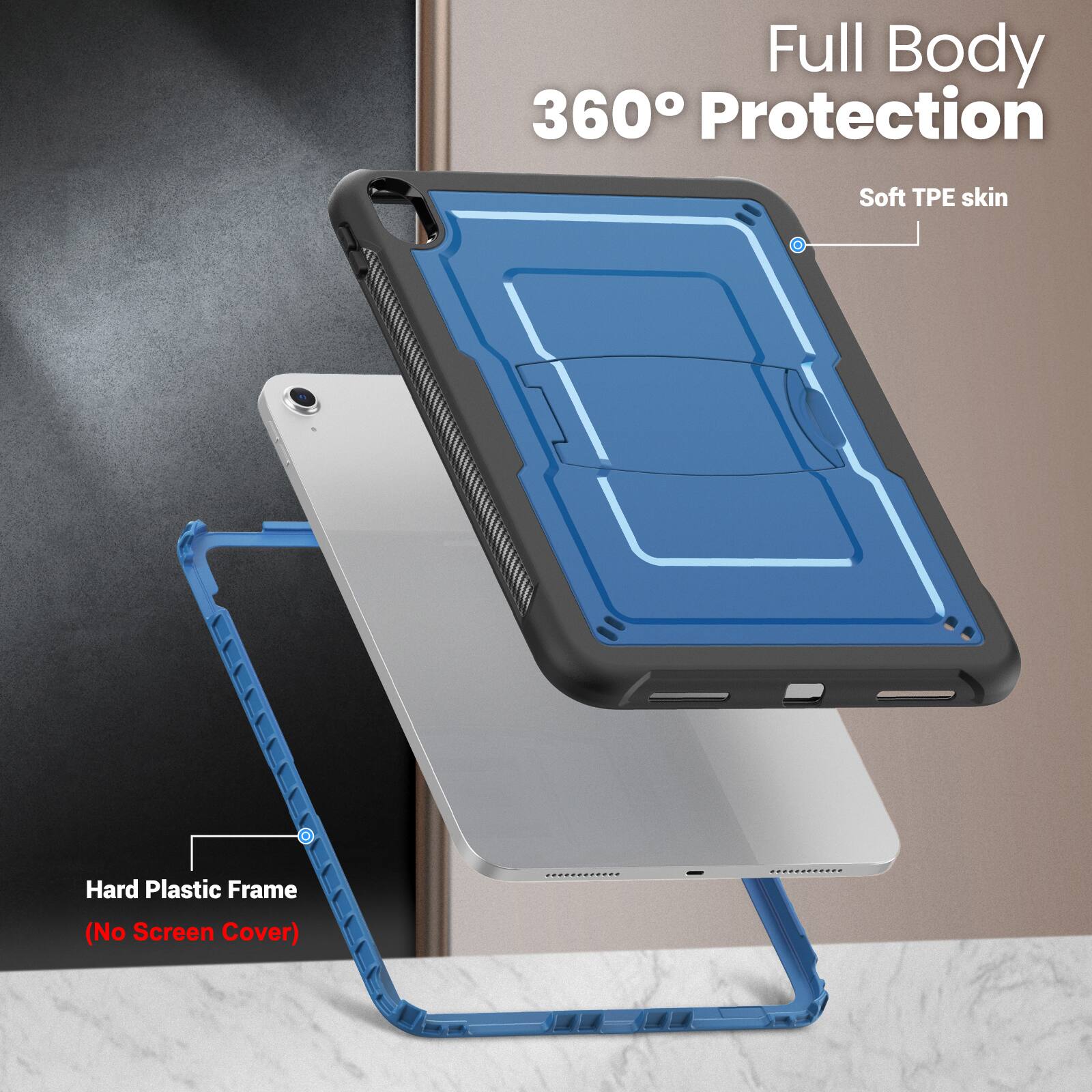 Full Body 360° Protection Soft TPE Skin Hard Plastic Frame (No Screen Cover)