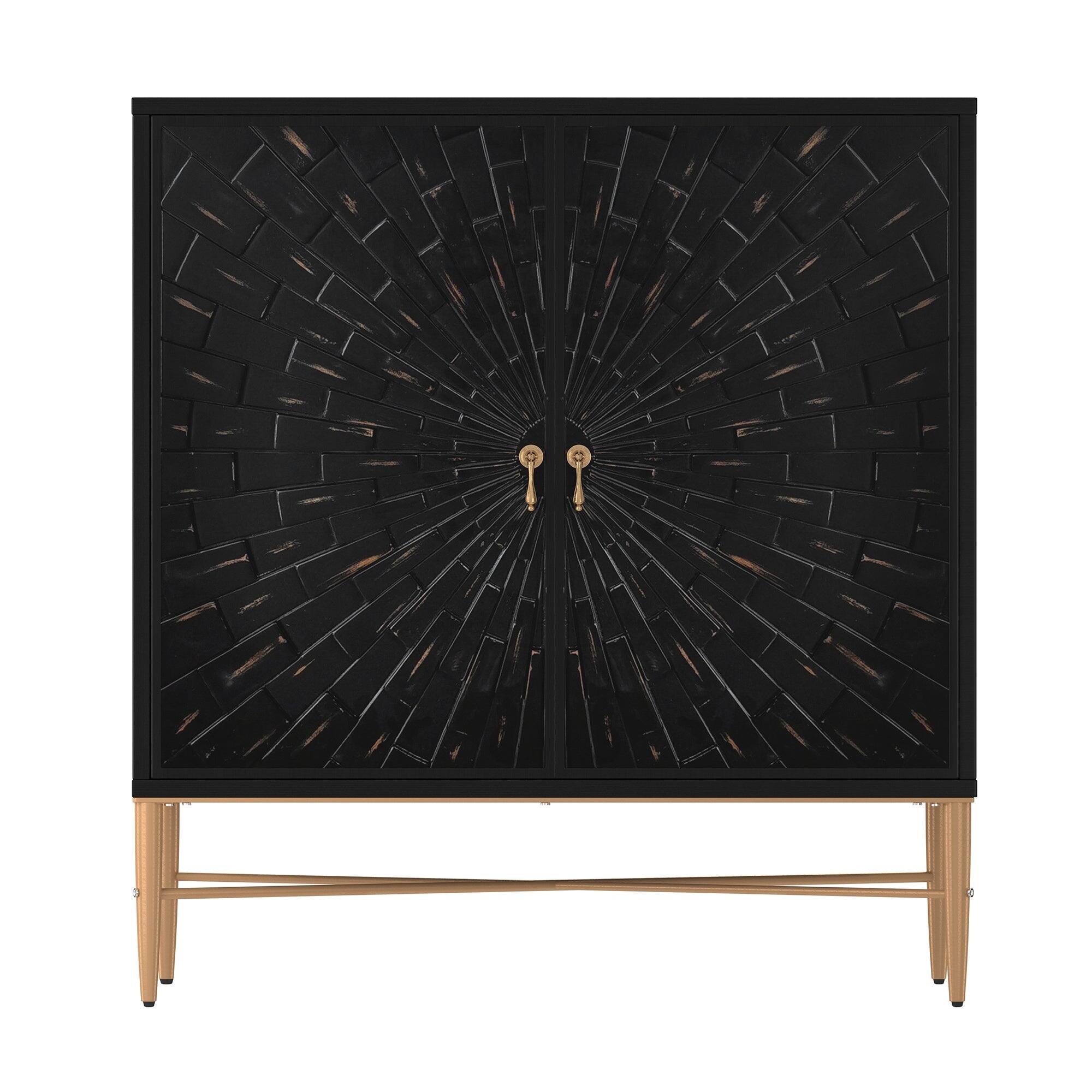 Alt View 1. Boyel Living - Vintage Wood Storage 2 Door Accent Cabinet - Black.