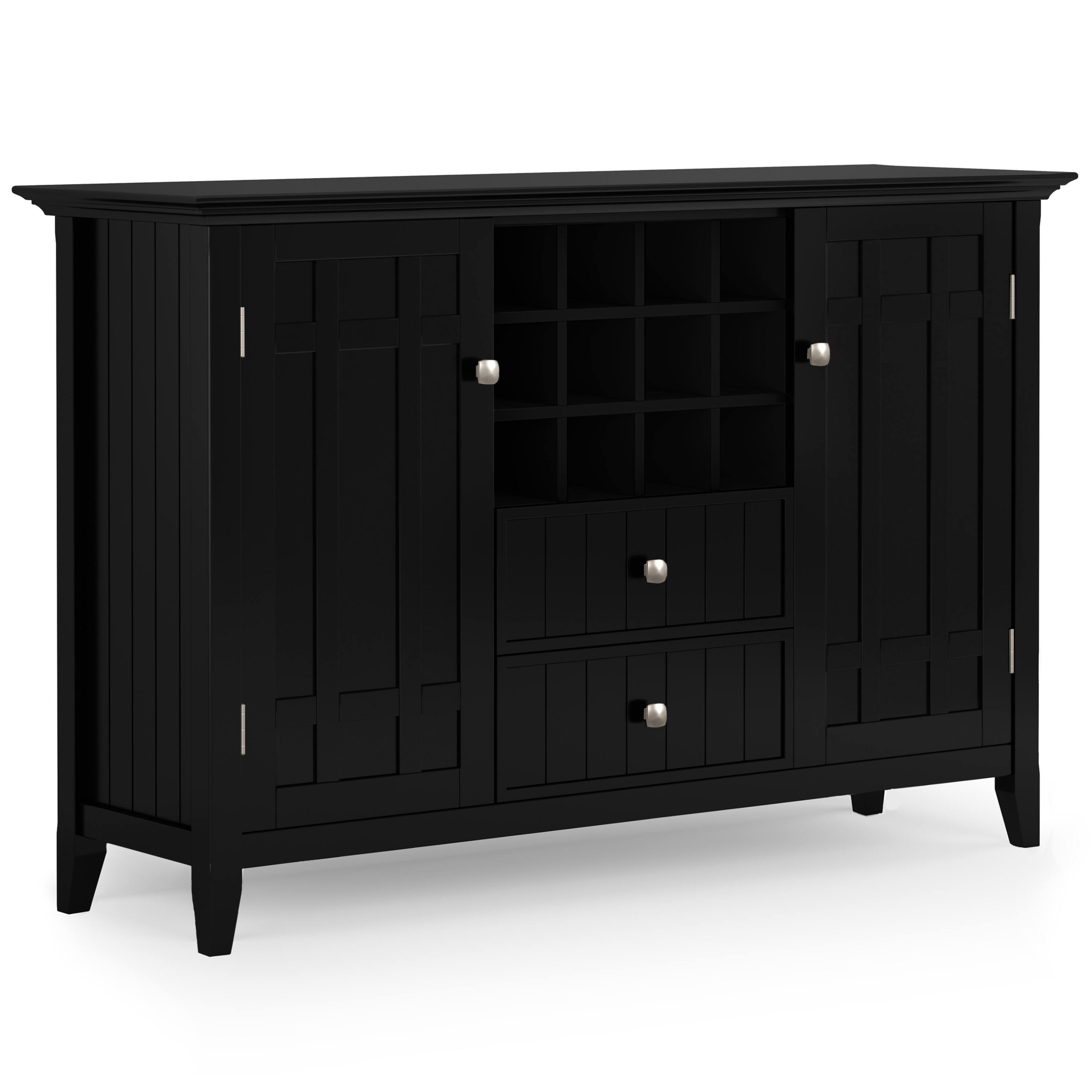 Front. Simpli Home - Bedford Sideboard Buffet and Wine Rack - Black.