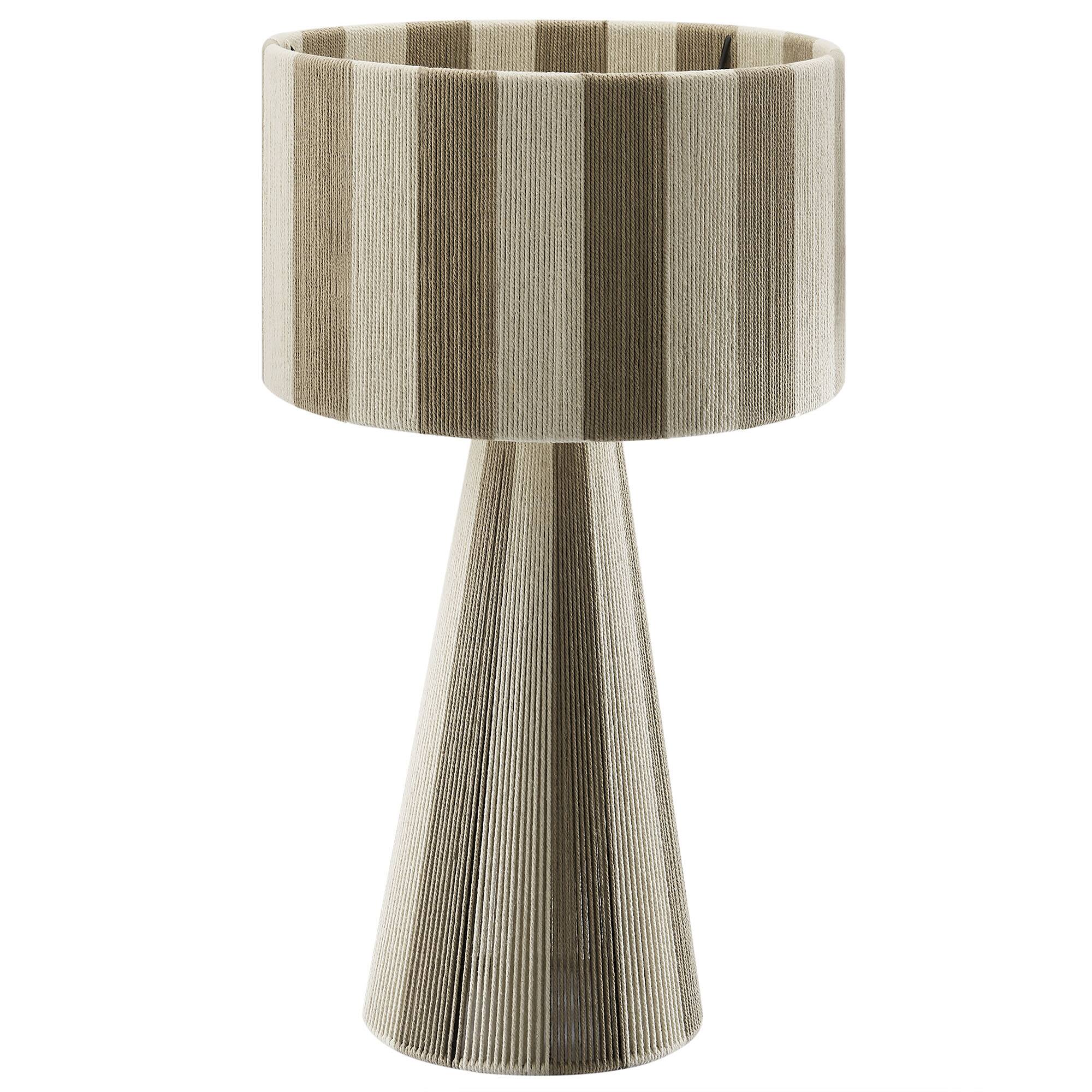 Angle. Modway - Renae Handwoven Cotton Thread Striped Table Lamp by Modway - Cobblestone.