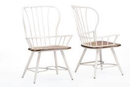 Baxton Studio - Longford "Dark-Walnut" Wood and Metal Vintage Industrial Dining Arm Chair - "Walnut" Brown/White