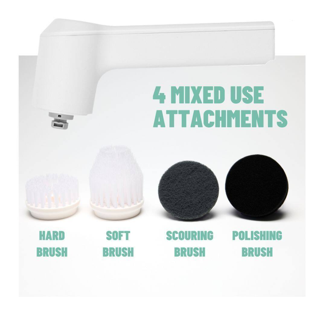 4 MIXED USE ATTACHMENTS
- HARD BRUSH
- SOFT BRUSH
- SCOURING BRUSH
- POLISHING BRUSH