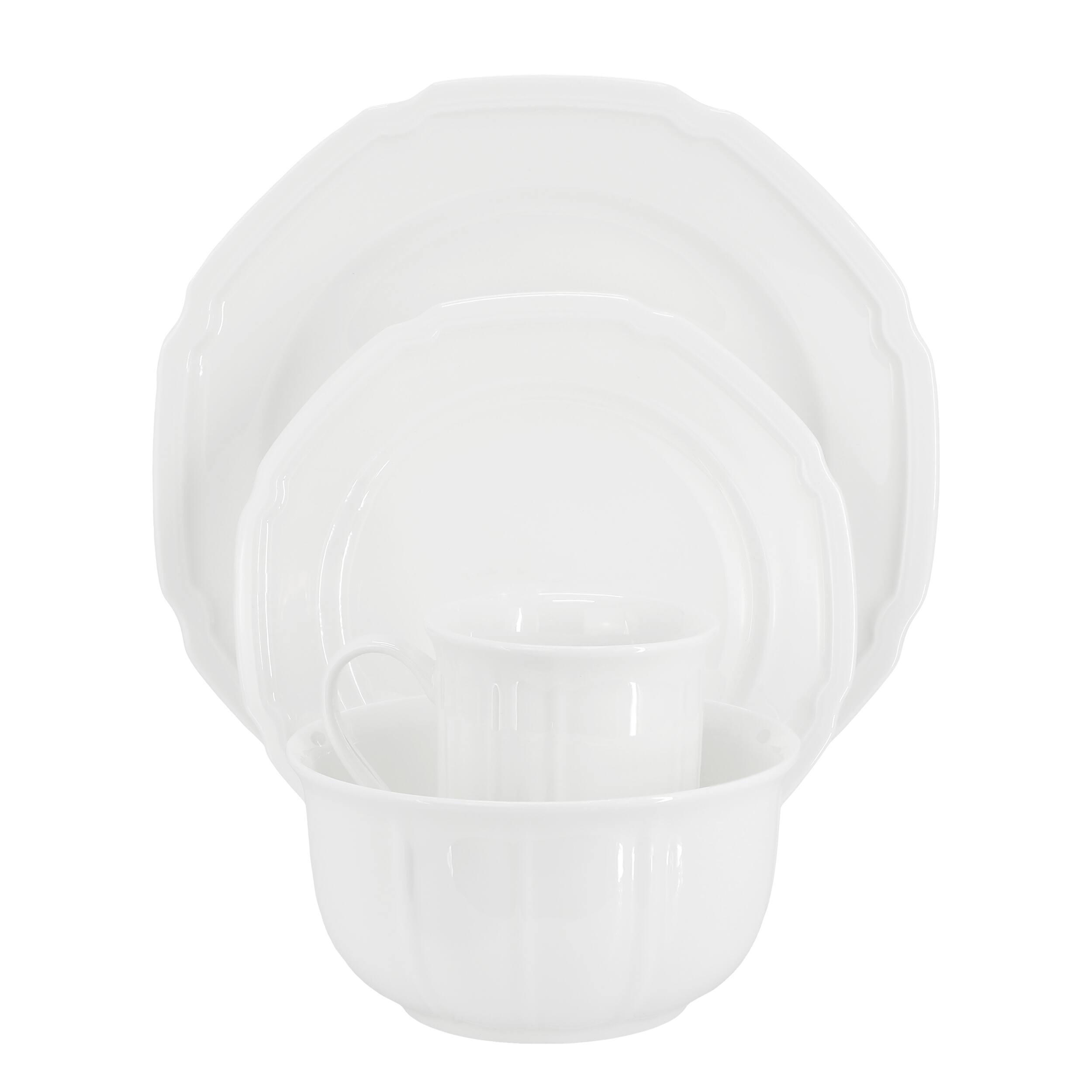 Alt View 1. Meritage - Meritage Bavaria 16 Piece Scallop Rim Bone China Dinnerware Set in White - White.