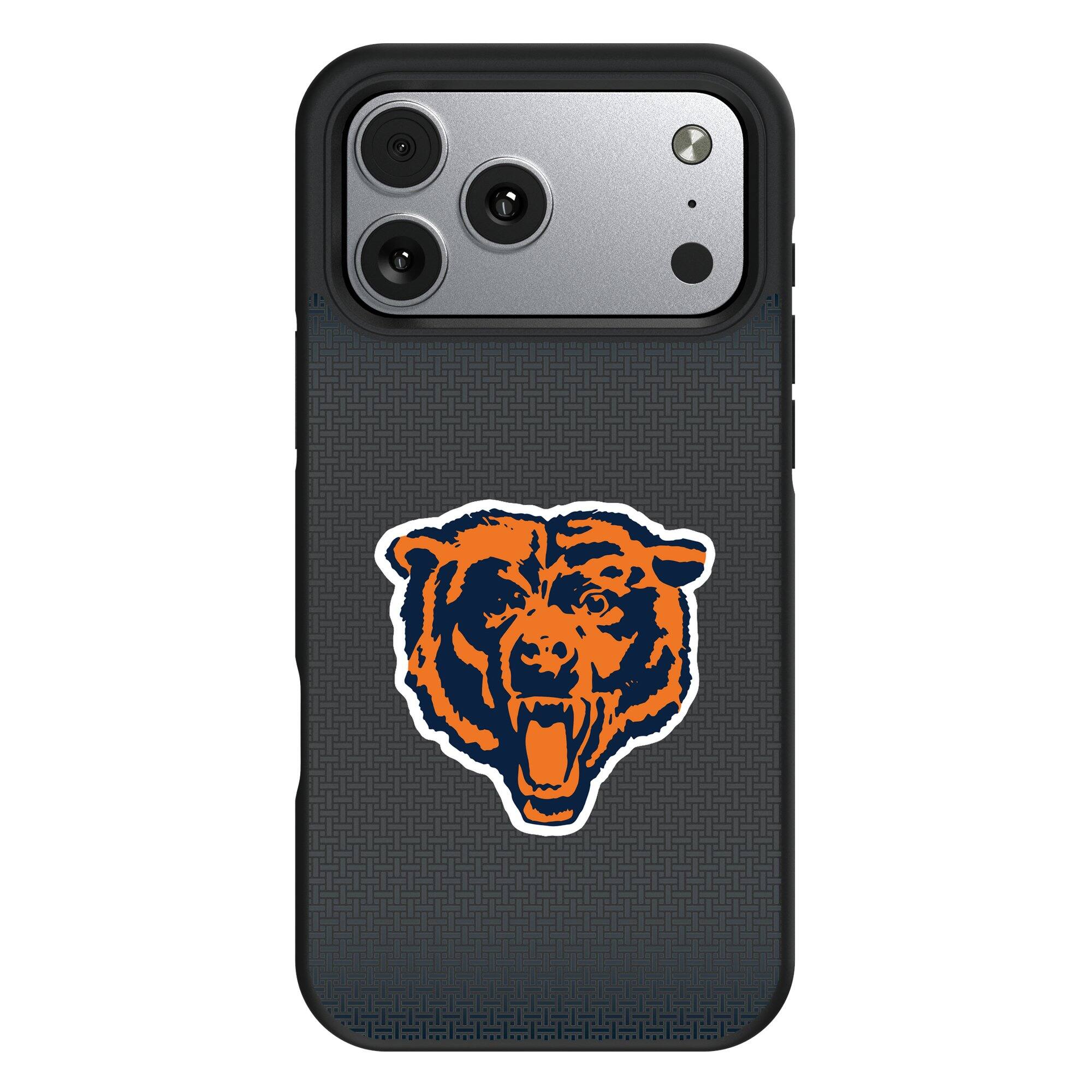Front. Keyscaper - Chicago Bears Bump Case with 8.2ft Drop Protection - 16 Plus - Black.