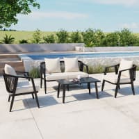 Siljoy - Durable and Comfortable Outdoor Seating Set,Suitable for Patios, Lawns, and Poolsides  - Beige
