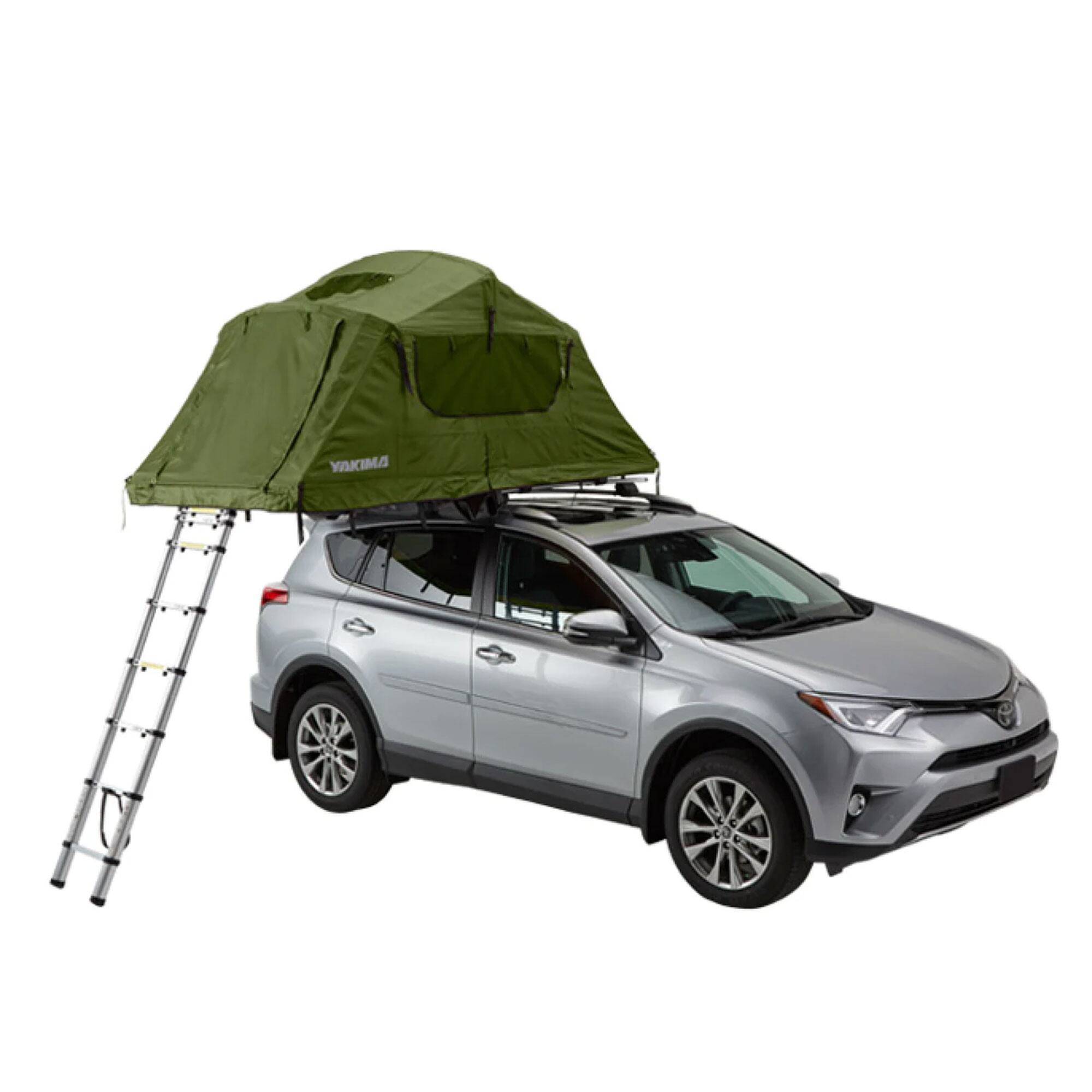 Alt View 4. Yakima - Yakima SkyRise Medium Nylon Rooftop Camping Tent for 3 People with Ladder, Green - Green.
