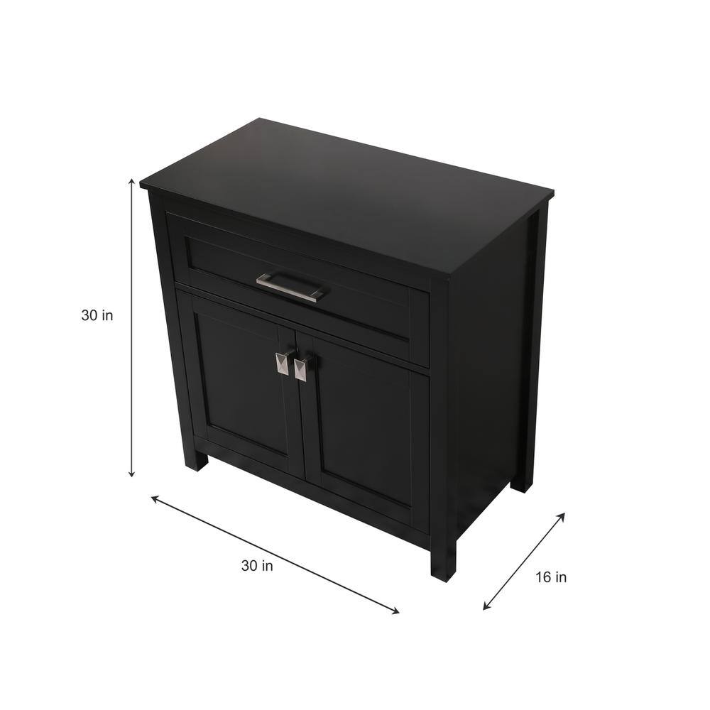 Alt View 1. Elegant Kitchen and Bath - 30 Inch Wide Bathroom Storage Freestanding Cabinet In Black - Black.