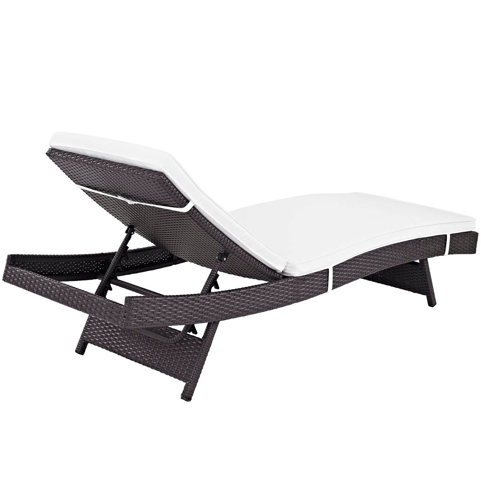 Back. Modway - Convene Outdoor Patio Chaise Set of 4 - Reclining Synthetic Rattan Chaise - Espresso White.