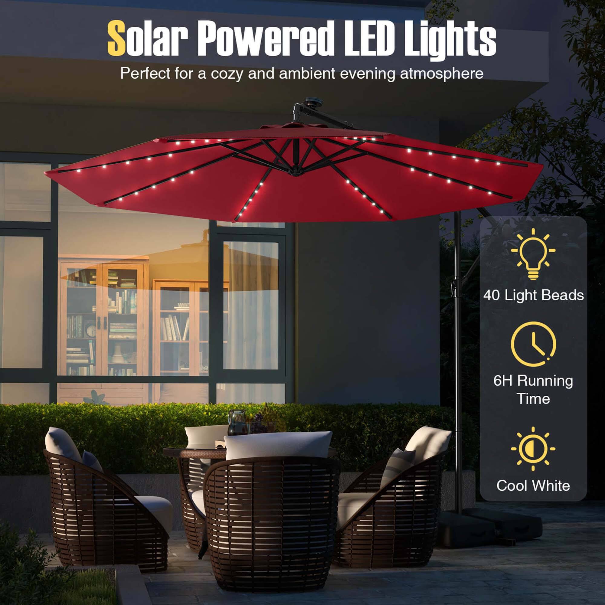 Solar Powered LED Lights: Perfect for a cozy and ambient evening atmosphere. 40 Light Beads, 6H Running Time, Cool White.