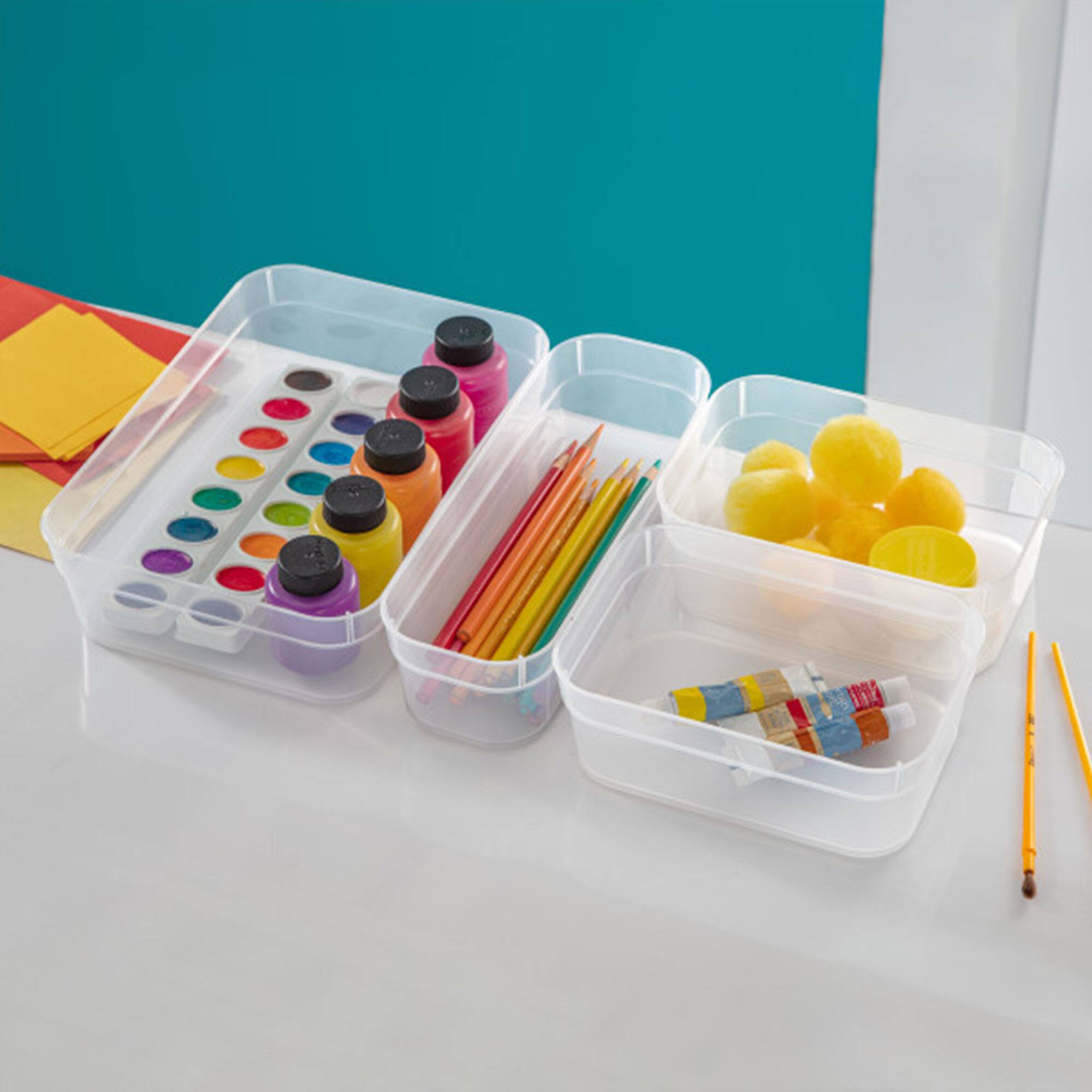 Alt View 4. Sterilite - Sterilite Medium Storage Trays for Desktop and Drawer Organizing, Clear, 48 Pack - Clear.