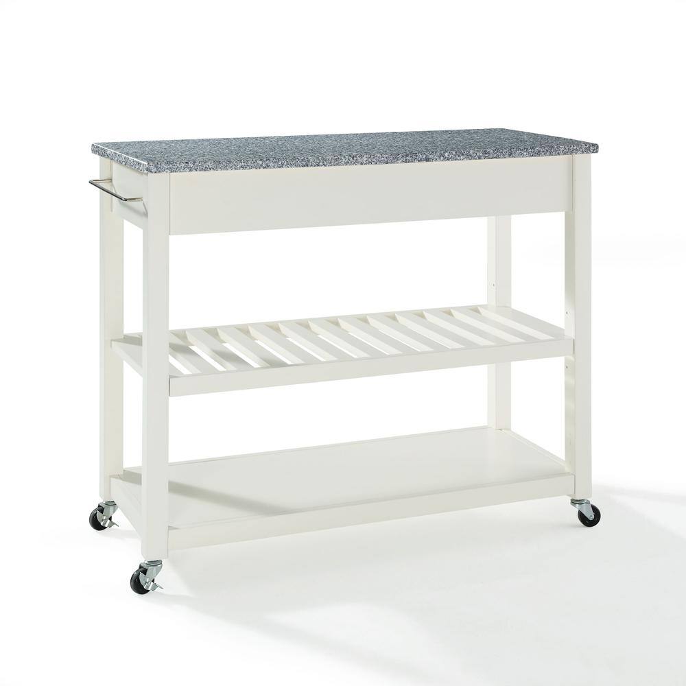 Angle. Crosley Furniture - Granite Top Kitchen Prep Rolling Cart - White.