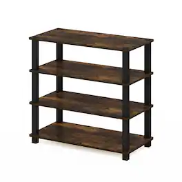 Furinno - Turn-S-Tube 4-Tier Shoe Rack - Amber Pine/Black