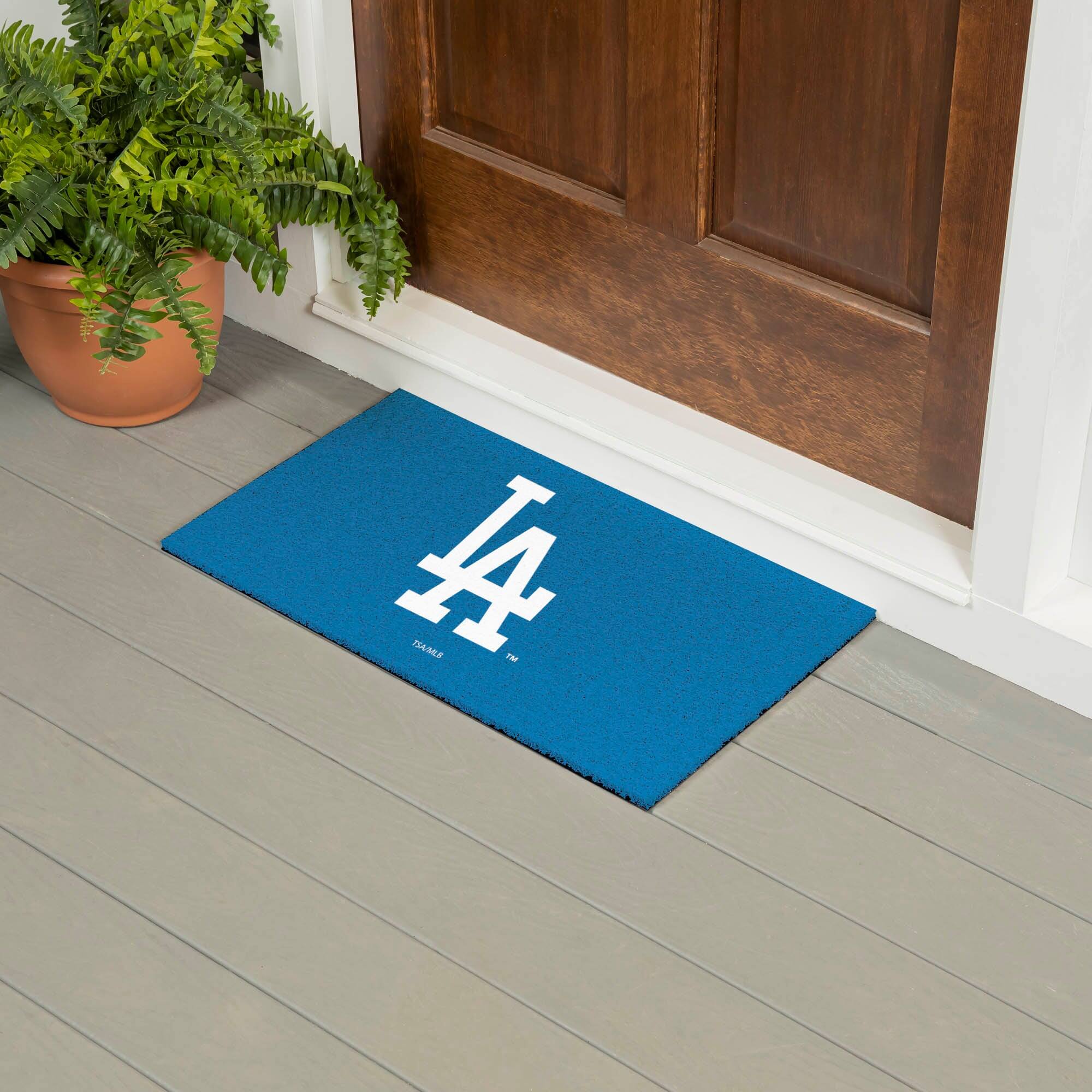 Alt View 1. Evergreen Enterprises - Los Angeles Dodgers 28" x 16" Logo Indoor/Outdoor Trapper Mat - Multicolor.