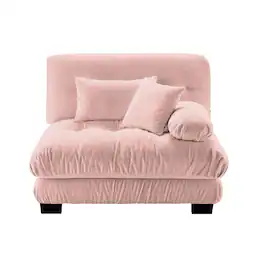 Ropilly - Pink Chenille Sofa Armless Modular Single Seat with 2 Pillows - Pink