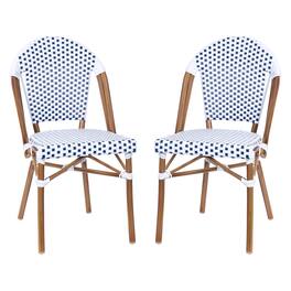 Emma + Oliver - Colmar Indoor/Outdoor Stacking Bistro Chairs with Aluminum Frame - White & Gray/Natural Frame