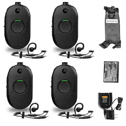 Front. Motorola Solutions - 4 x Motorola CLP1010e 1-Channel 2-Way UHF Business Radio (CLP1010E) + More - Black.