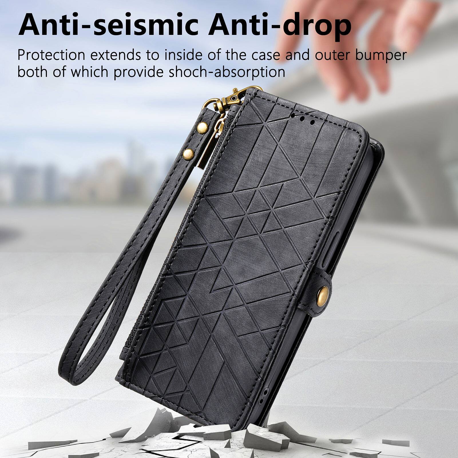 Anti-seismic Anti-drop  
Protection extends to inside of the case and outer bumper both of which provide shock-absorption