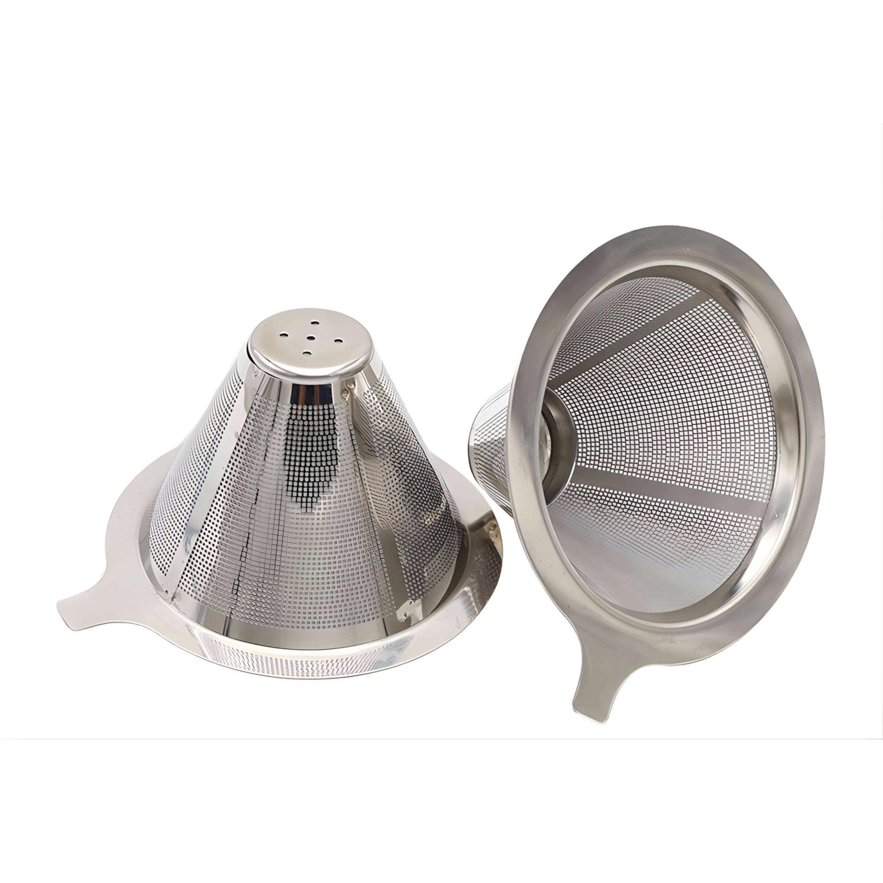 Left. Kitcheniva - Reusable Stainless Steel Mesh Pour-Over Coffee Dripper Filter.