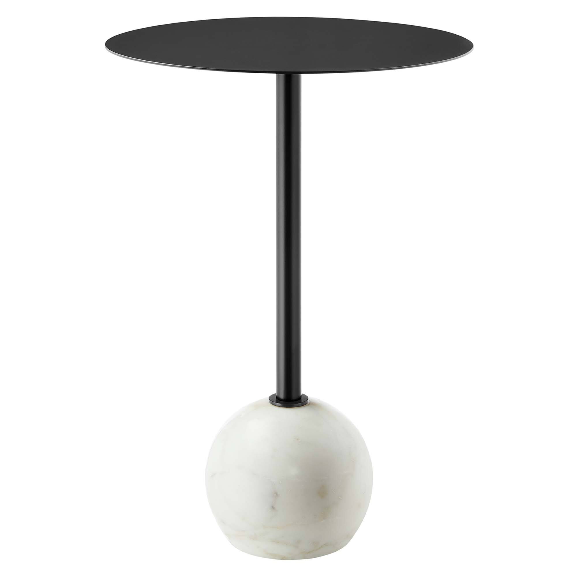 Angle. Modway - Aliza Round White Marble Side Table by Modway - White Black.