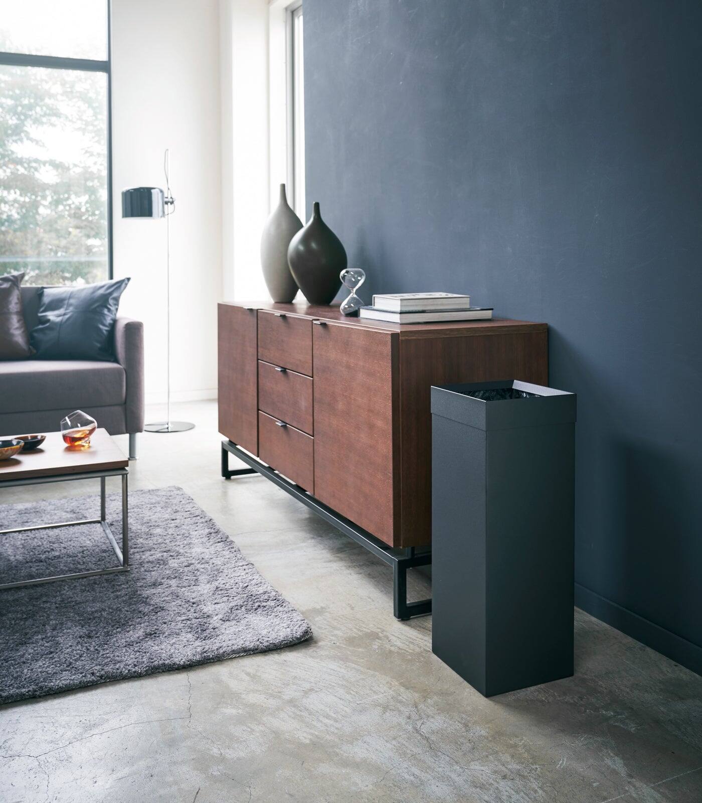 Alt View 1. Yamazaki Home - Trash Can - Steel - Black.
