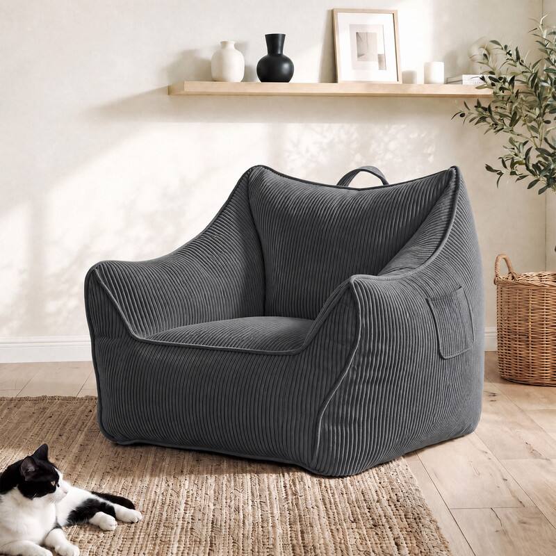 Alt View 1. Vipbear - 36.2" W Bean Bag Sofa Chair for Adults, High Back Accent Chair with Armrests for Living Room/Bedroom/Apartment/Dormitory - Gray.