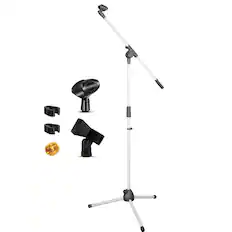 Front. 5 CORE - 5 Core Mic Stand Floor Height Adjustable Tripod Microphone Stands w Extending Telescoping Boom Arm-MS 080 WH - White.
