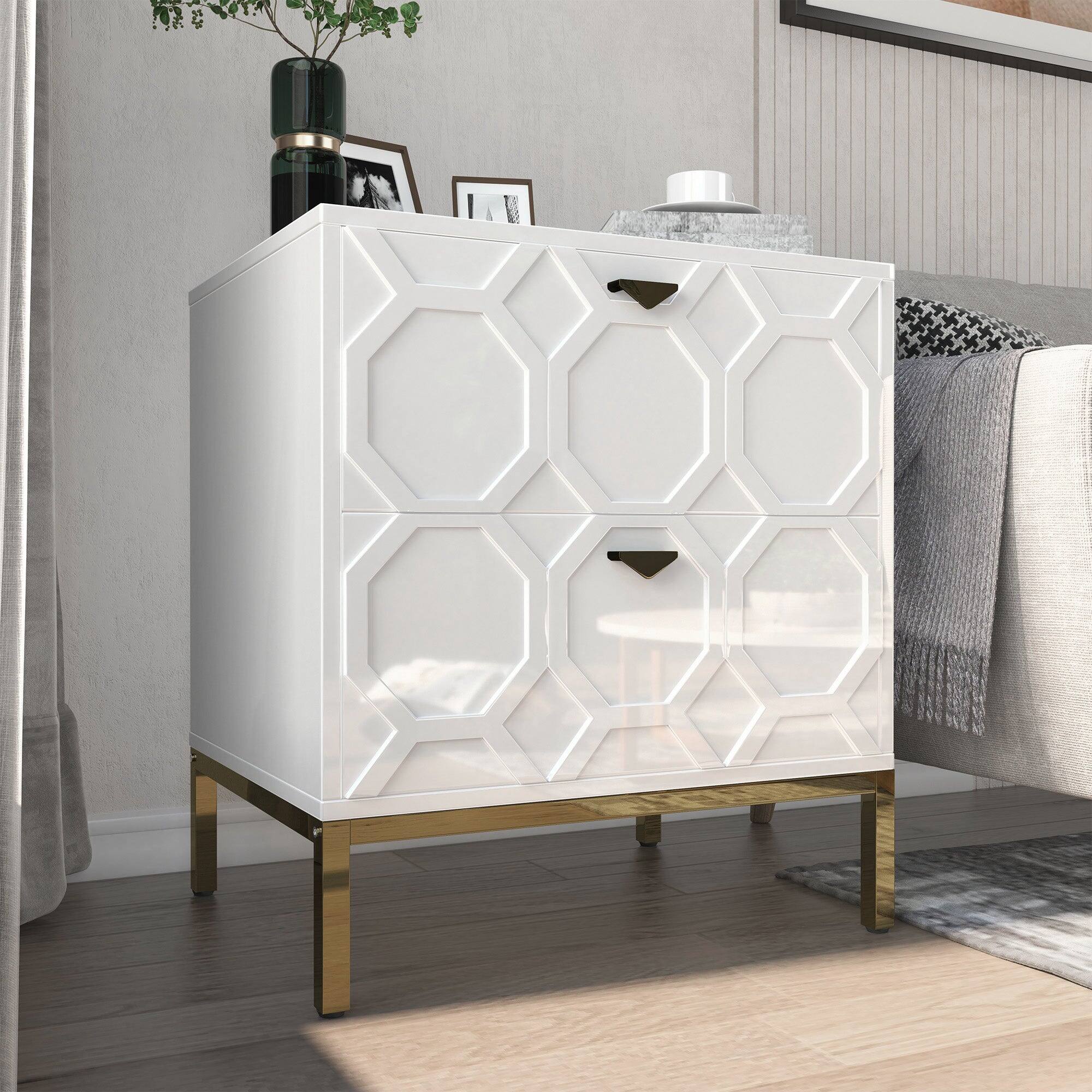 Alt View 9. Boyel Living - Wooden 2-Drawer Side Table - White.