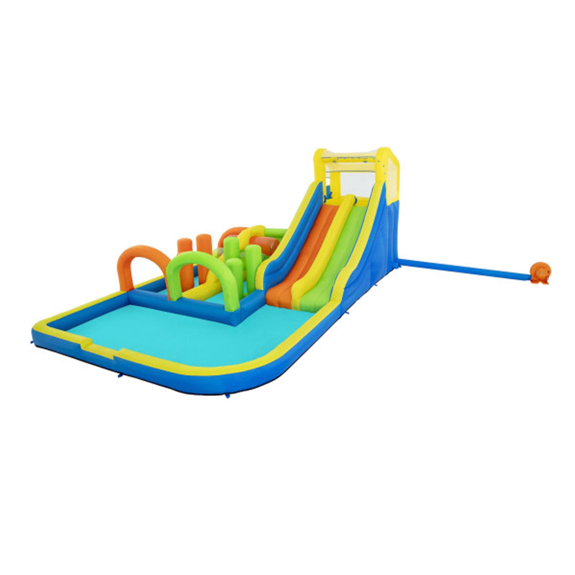 Alt View 7. Bestway - Bestway H2OGO! AquaRace Kids Inflatable Outdoor Water Slide Park with Air Blower - Multicolor.
