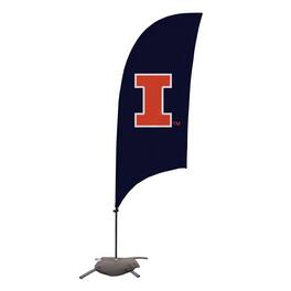Victory Corps - Illinois Fighting Illini 7.5' Logo Razor Feather Flag with Base - Navy