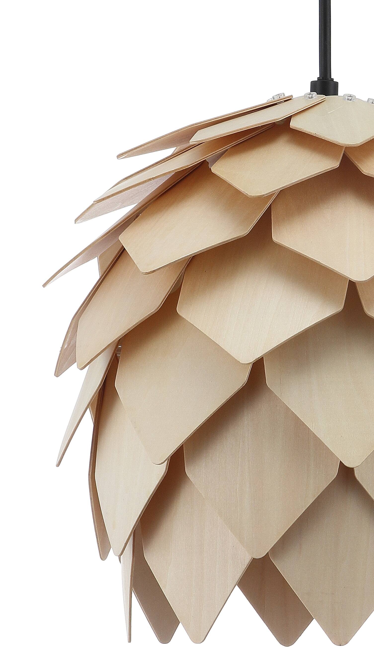 Alt View 4. Jonathan Y - Simon 11.75" Pinecone Wood LED Pendant, Natural/Black - Natural.