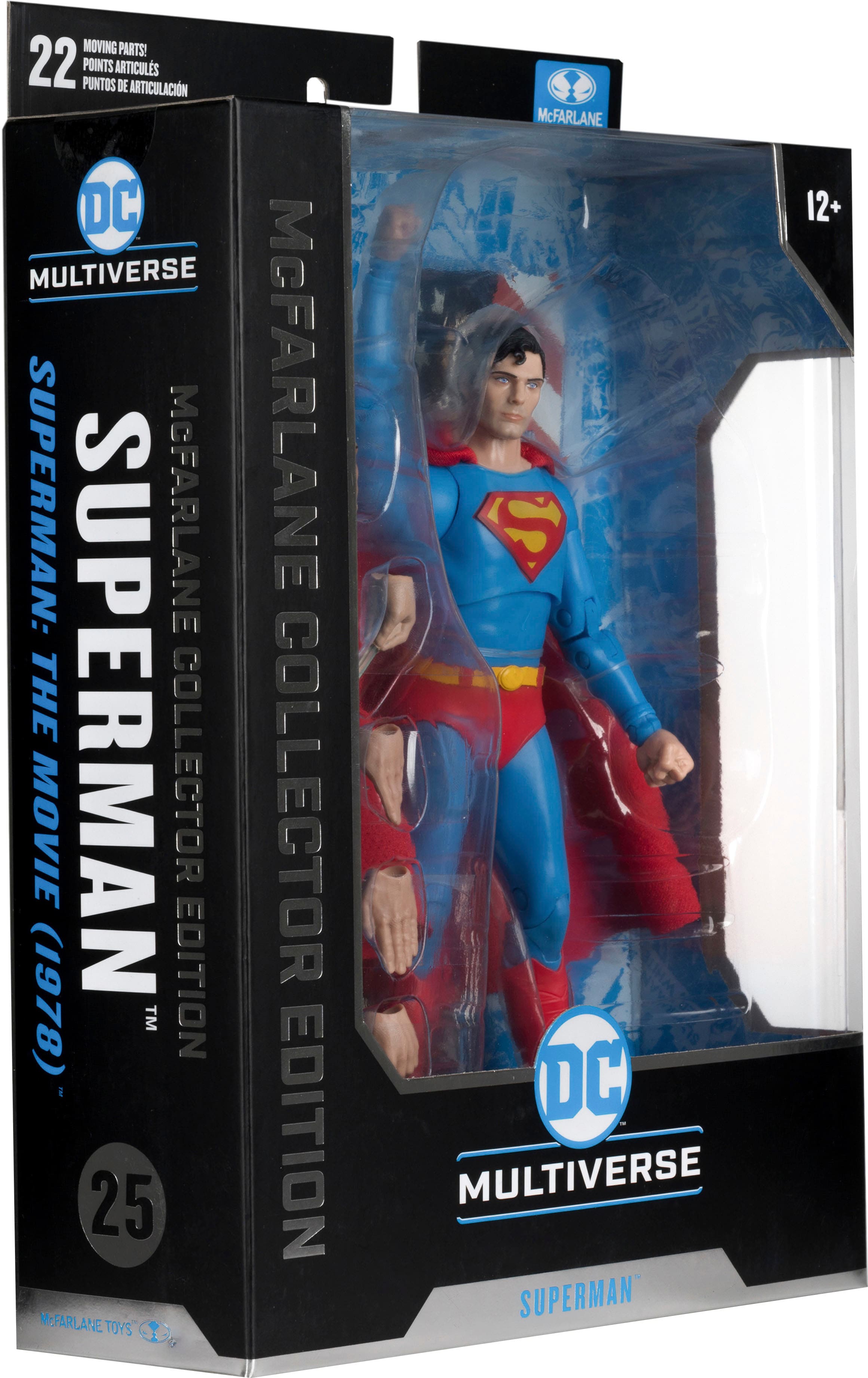 The text on the image is already grouped and correctly written. It reads: "DC Multiverse Superman: The Movie Collector Edition (1978) 25th Anniversary McFarlane Toys."